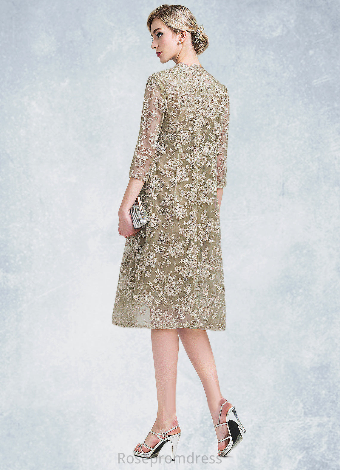 Sahna Sheath/Column Scoop Neck Knee-Length Taffeta Mother of the Bride Dress SRS126P0014808