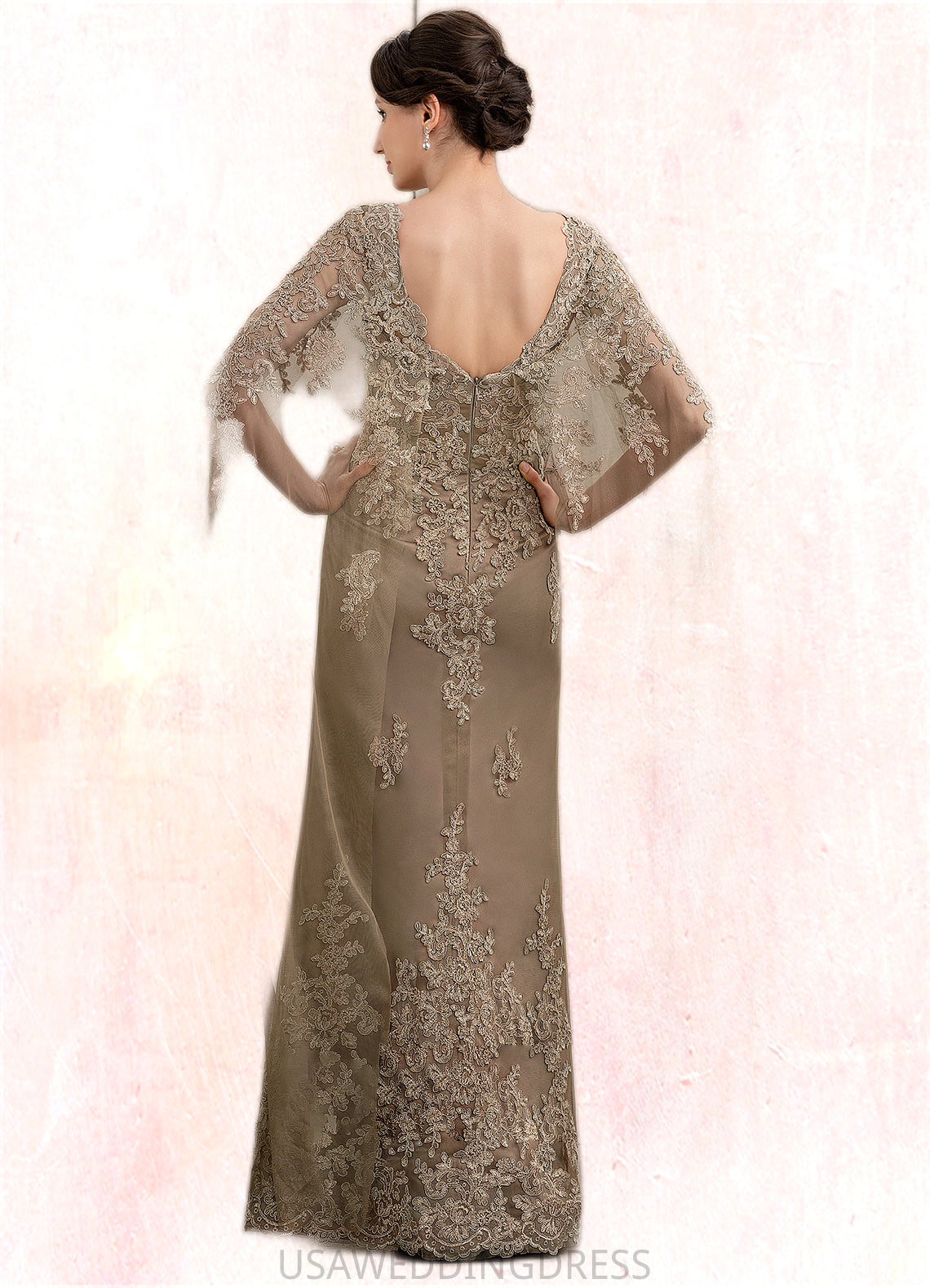 Taniya Sheath/Column Scoop Neck Floor-Length Lace Mother of the Bride Dress DS126P0014815