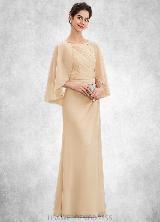 London A-Line Scoop Neck Floor-Length Chiffon Mother of the Bride Dress With Ruffle Beading Sequins DS126P0014827