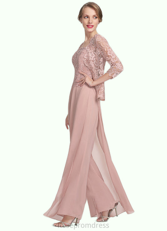 Kennedy Jumpsuit/Pantsuit Square Neckline Floor-Length Chiffon Lace Mother of the Bride Dress SRS126P0014828