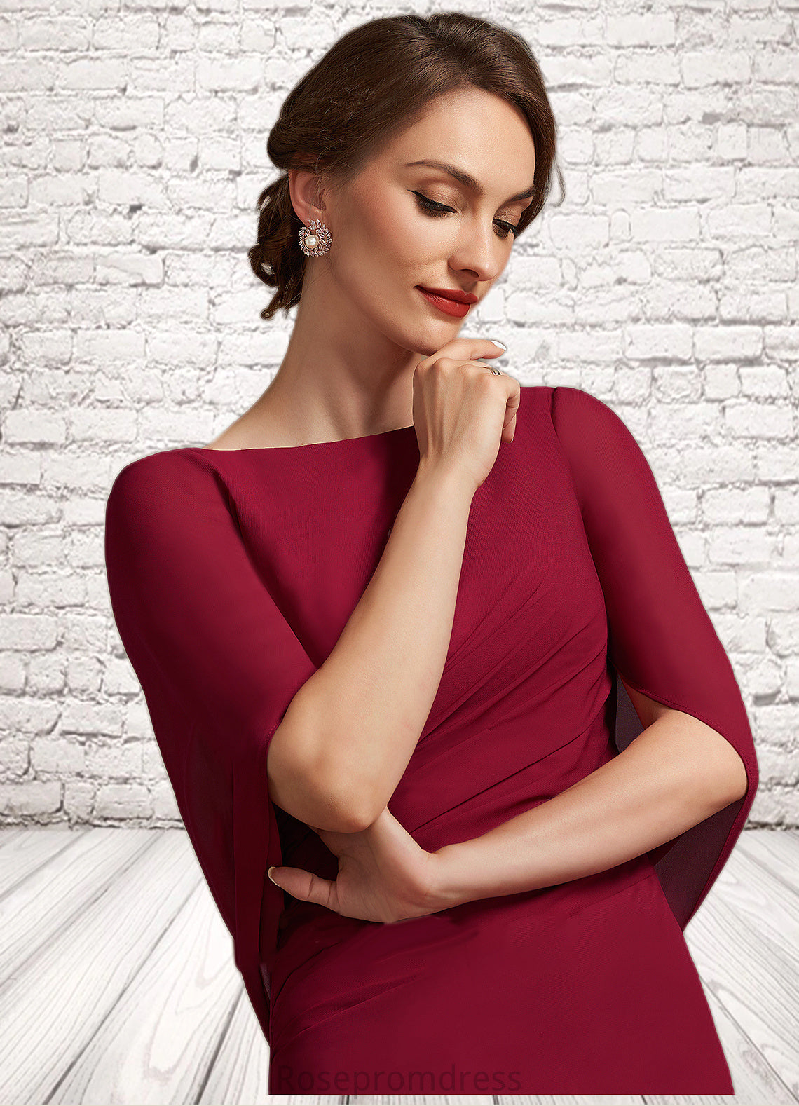 Nita Trumpet/Mermaid Scoop Neck Floor-Length Chiffon Mother of the Bride Dress With Ruffle SRS126P0014842