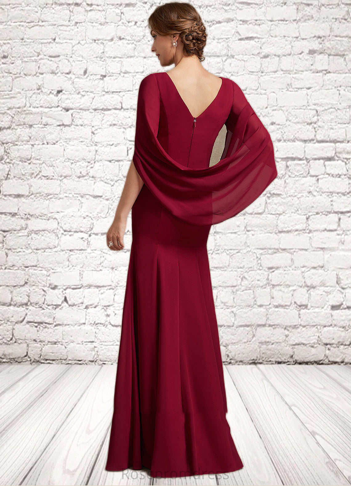 Nita Trumpet/Mermaid Scoop Neck Floor-Length Chiffon Mother of the Bride Dress With Ruffle SRS126P0014842