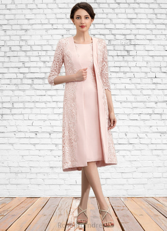 Rayne Sheath/Column Scoop Neck Knee-Length Lace Stretch Crepe Mother of the Bride Dress SRS126P0014843
