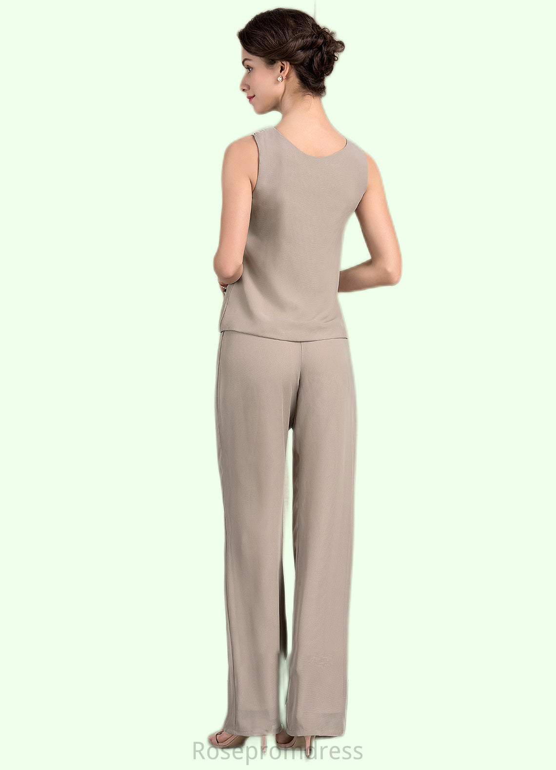 Marilyn A-Line/Princess Scoop Neck Floor-Length Chiffon Mother of the Bride Two-piece outfit With Lace SRS126P0014848