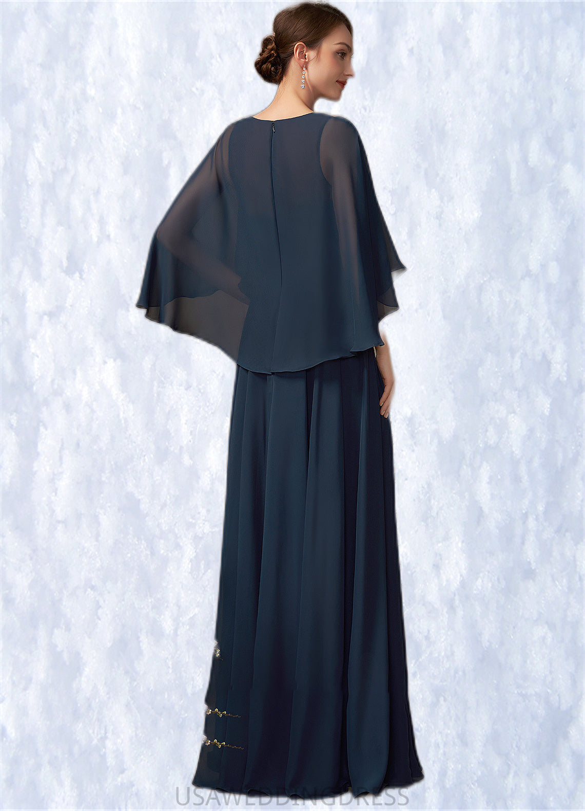 Peyton A-Line V-neck Floor-Length Chiffon Lace Mother of the Bride Dress With Beading Sequins DS126P0014849