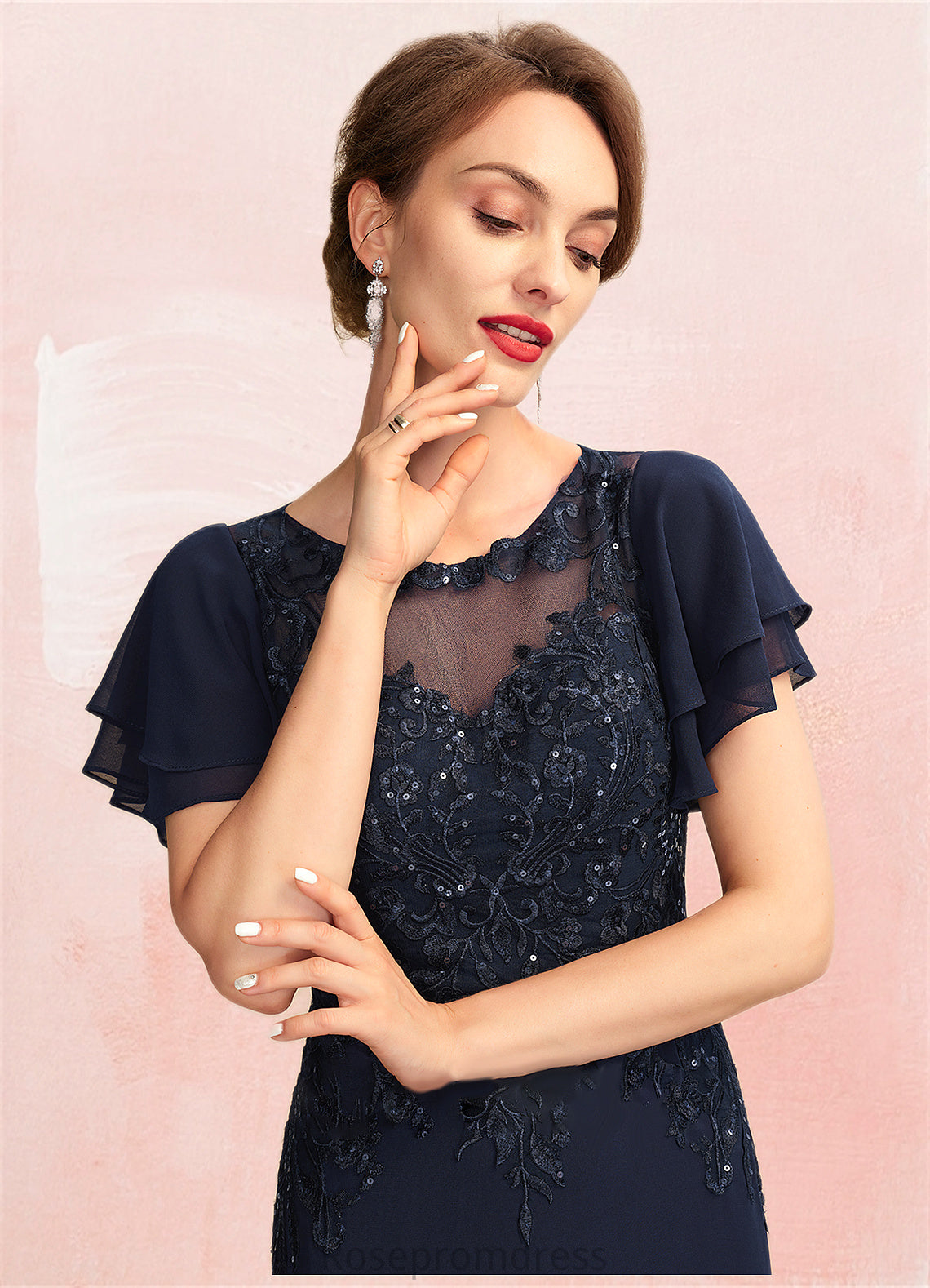 Jada A-Line Scoop Neck Floor-Length Chiffon Lace Mother of the Bride Dress With Sequins SRS126P0014857