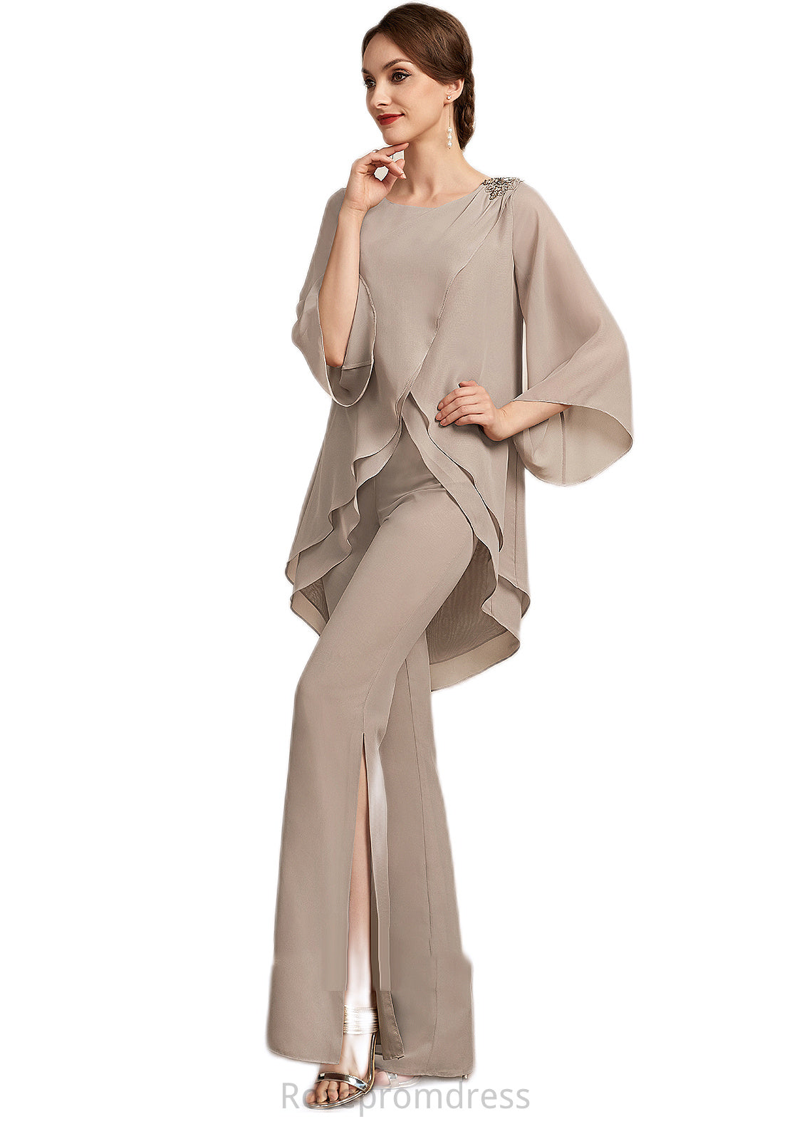 Emerson Jumpsuit/Pantsuit Scoop Neck Floor-Length Chiffon Mother of the Bride Dress SRS126P0014864