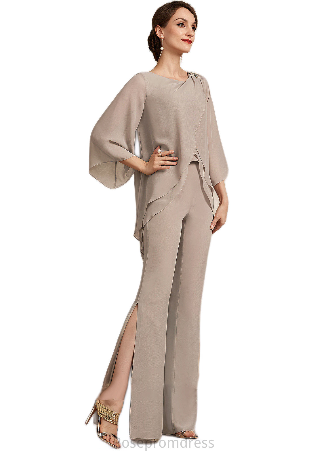 Emerson Jumpsuit/Pantsuit Scoop Neck Floor-Length Chiffon Mother of the Bride Dress SRS126P0014864