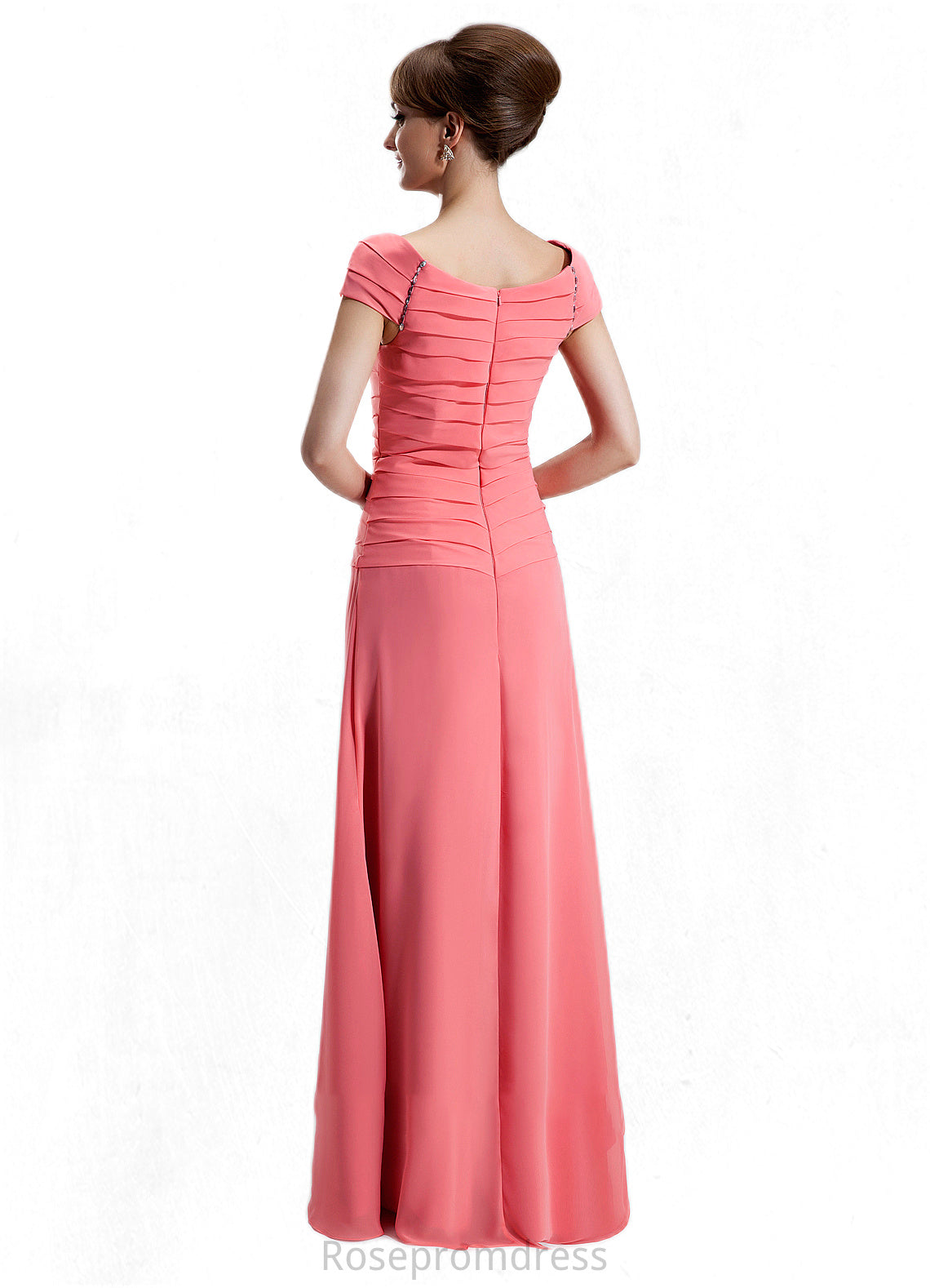 Peyton A-Line Scoop Neck Floor-Length Chiffon Mother of the Bride Dress With Ruffle Beading SRS126P0014872