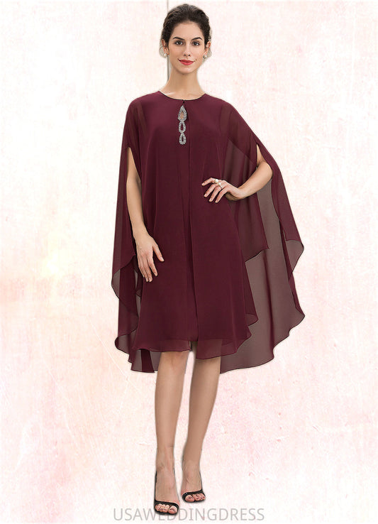 Willow A-Line Scoop Neck Knee-Length Chiffon Mother of the Bride Dress With Beading DS126P0014873