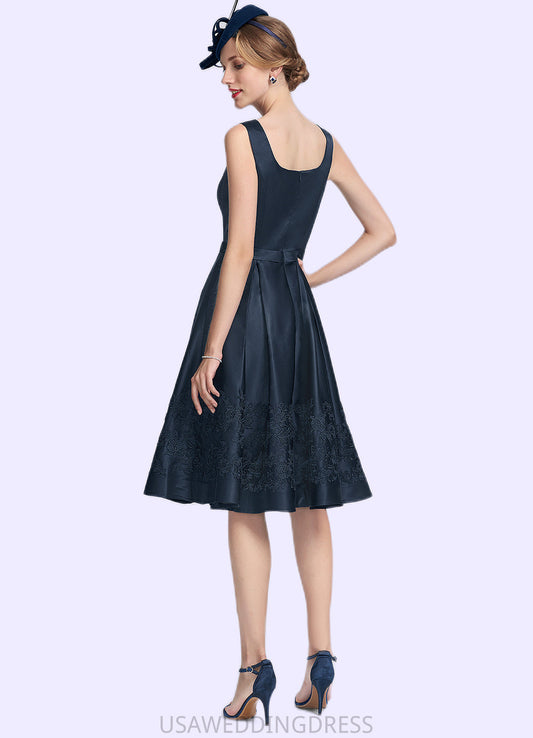 Luna A-Line Square Neckline Knee-Length Satin Mother of the Bride Dress With Appliques Lace DS126P0014877