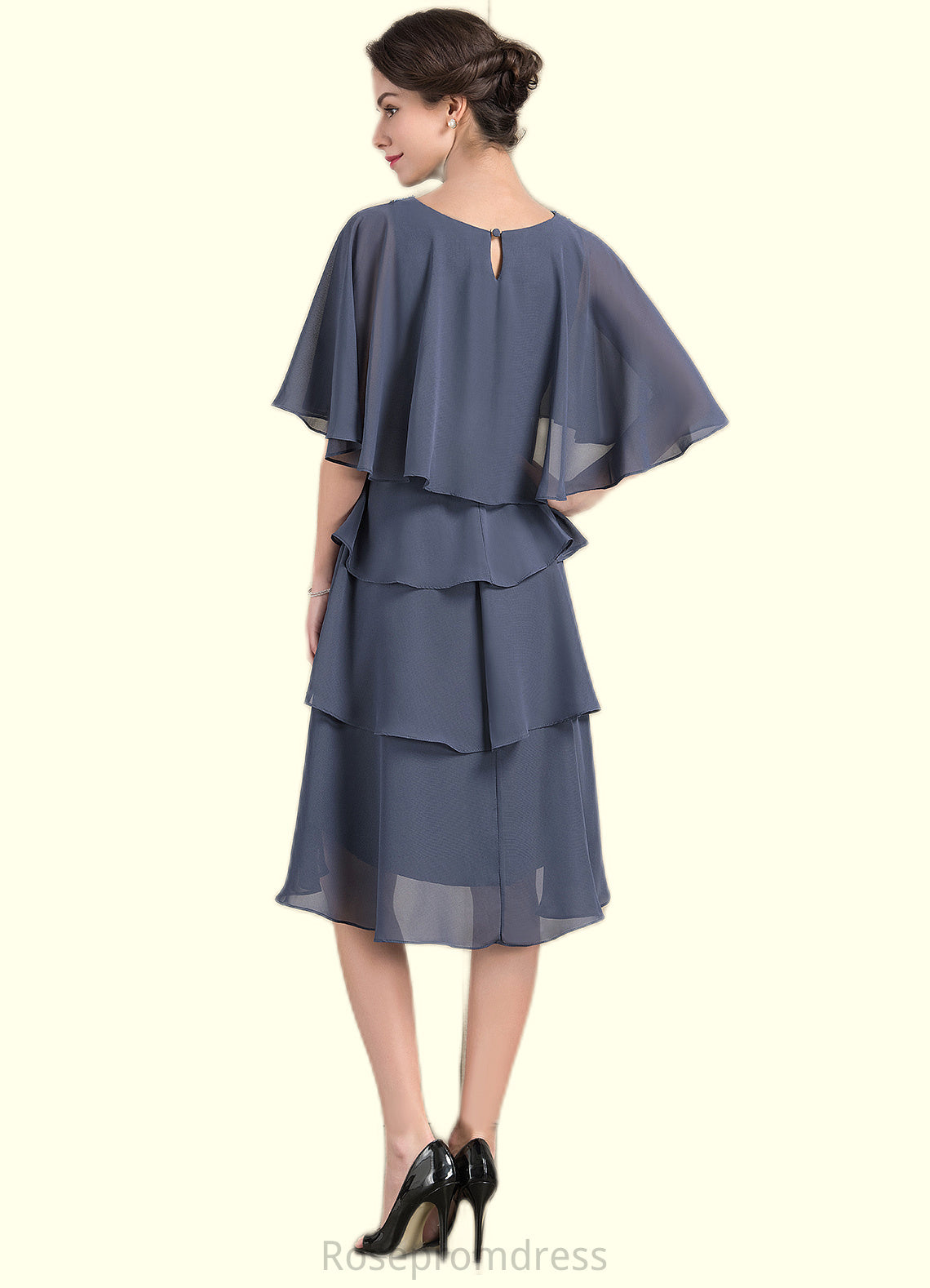 Aiyana A-Line Scoop Neck Asymmetrical Chiffon Mother of the Bride Dress With Beading Sequins Cascading Ruffles SRS126P0014882