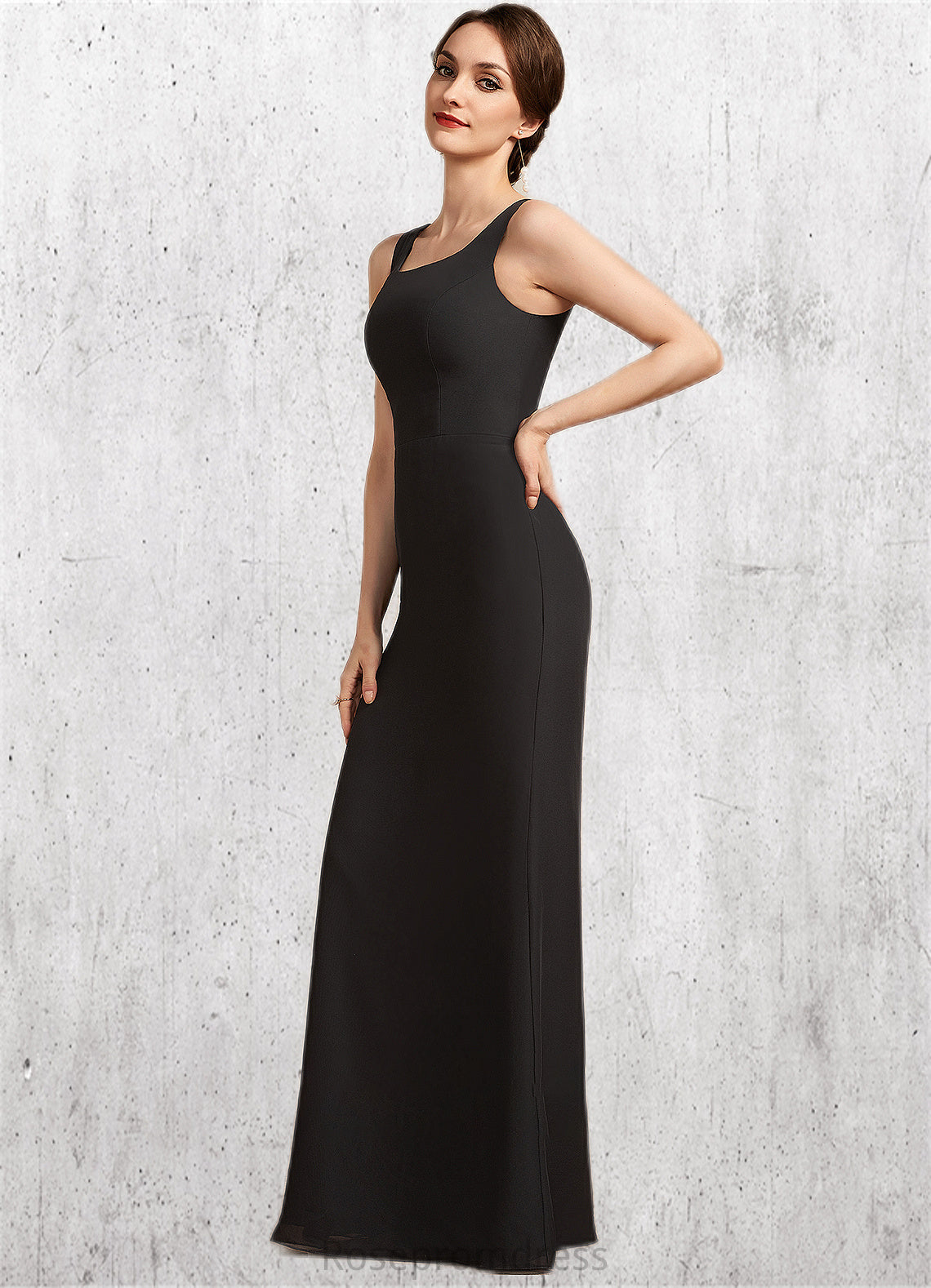Maci Sheath/Column Square Neckline Floor-Length Chiffon Mother of the Bride Dress SRS126P0014893