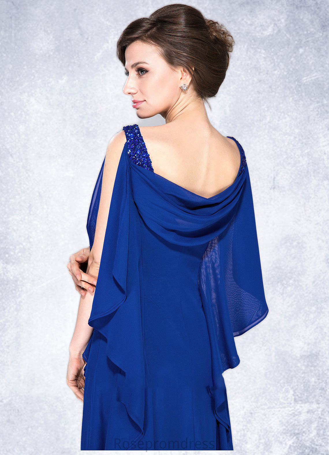 Kristina A-Line Cowl Neck Floor-Length Chiffon Mother of the Bride Dress With Beading Sequins Cascading Ruffles SRS126P0014907