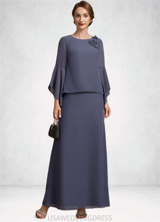 Rhoda A-Line Scoop Neck Ankle-Length Chiffon Mother of the Bride Dress With Flower(s) DS126P0014908