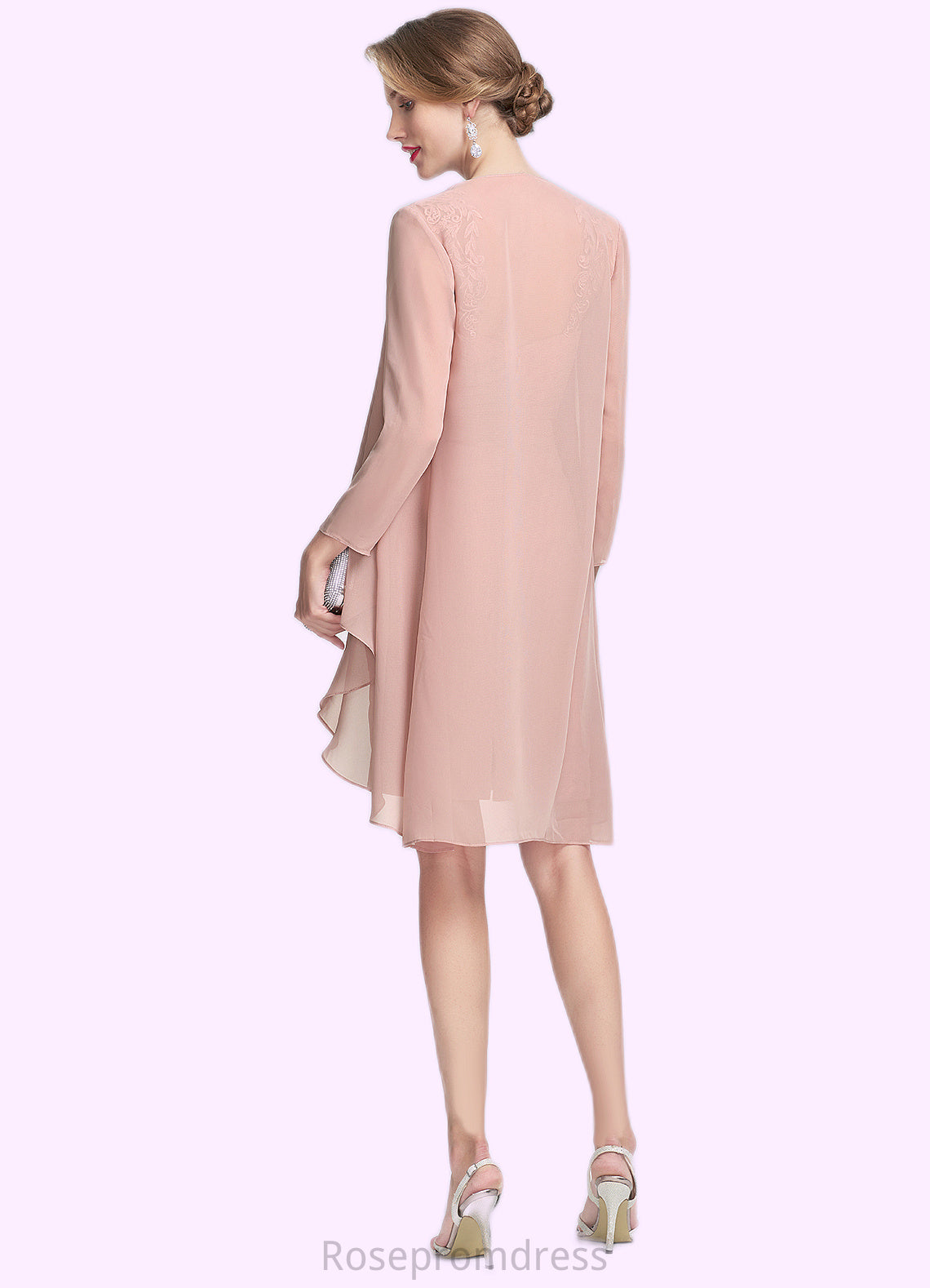 Rosalyn Sheath/Column Sweetheart Knee-Length Chiffon Mother of the Bride Dress With Ruffle Lace SRS126P0014929