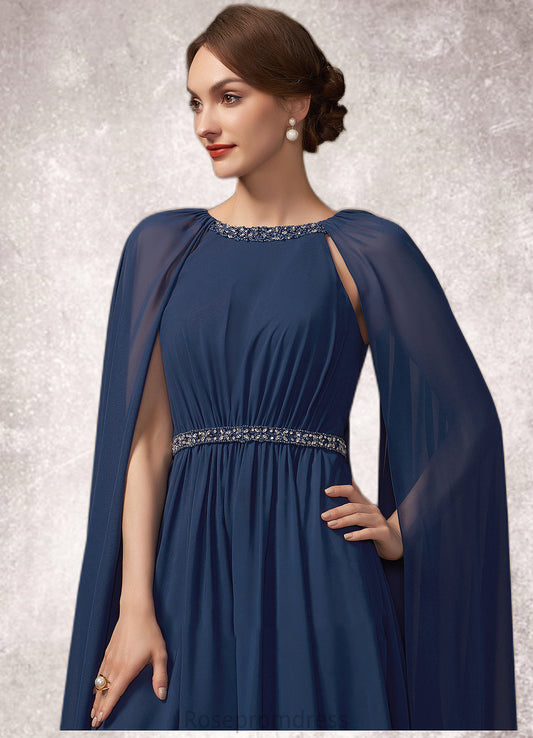 Giana A-Line Scoop Neck Tea-Length Chiffon Mother of the Bride Dress With Beading SRS126P0014934