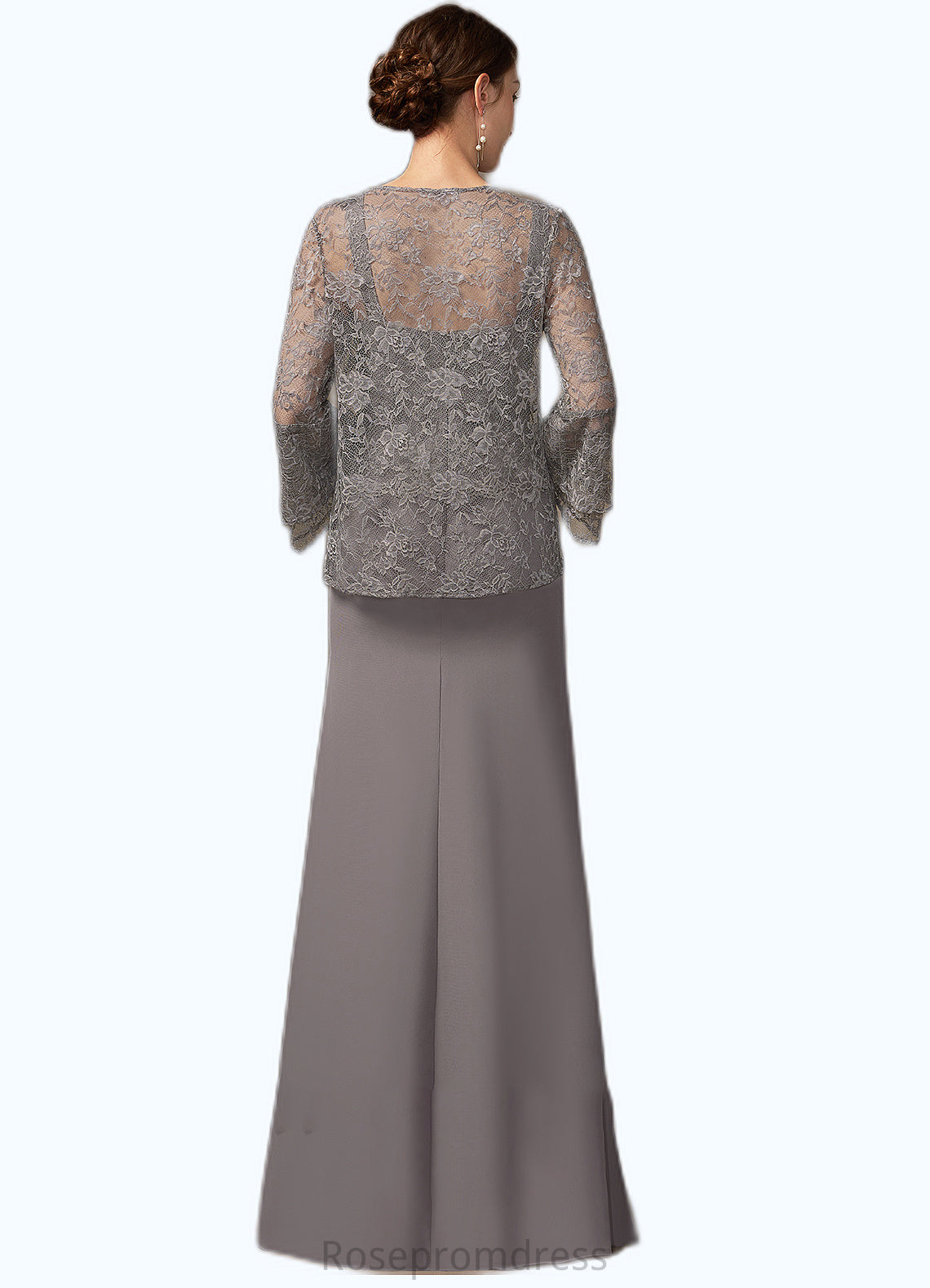 Nathaly Sheath/Column Square Neckline Floor-Length Chiffon Lace Mother of the Bride Dress SRS126P0014936