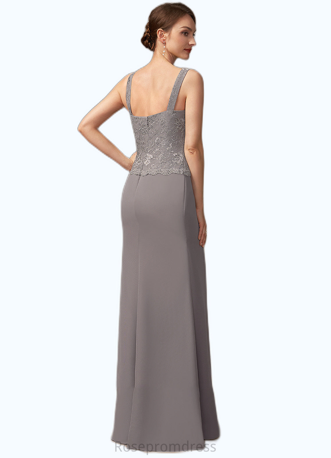 Nathaly Sheath/Column Square Neckline Floor-Length Chiffon Lace Mother of the Bride Dress SRS126P0014936