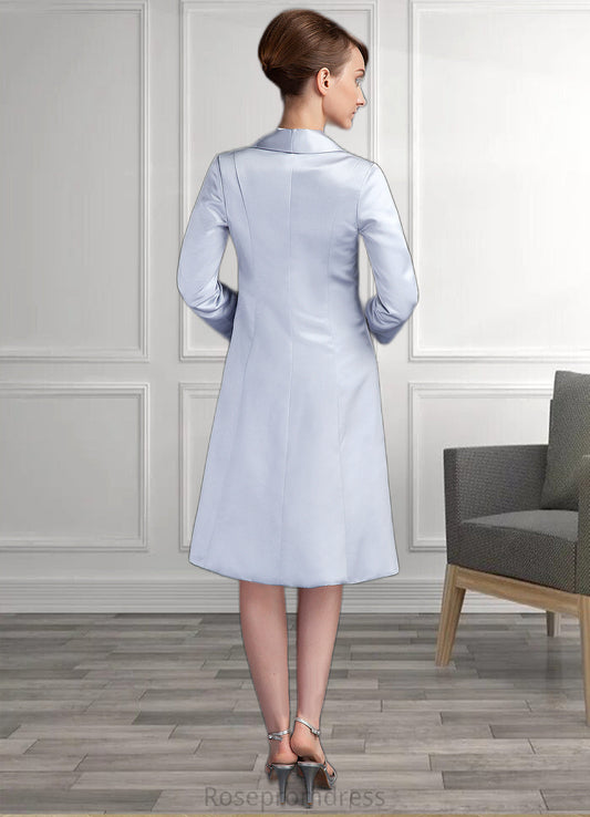 Karly Sheath/Column Scoop Neck Knee-Length Satin Mother of the Bride Dress SRS126P0014937