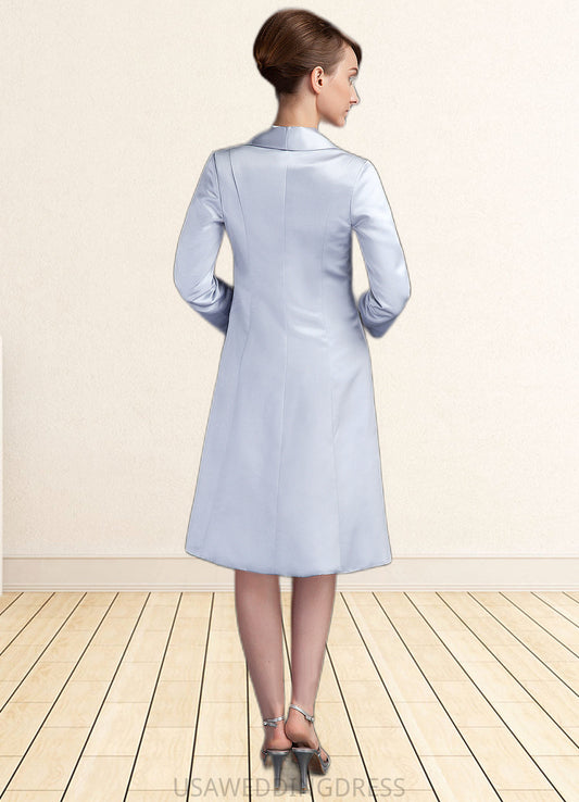 Ava Sheath/Column Scoop Neck Knee-Length Satin Mother of the Bride Dress DS126P0014937