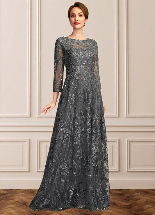 Ruby A-Line Scoop Neck Floor-Length Lace Mother of the Bride Dress With Sequins SRS126P0014939