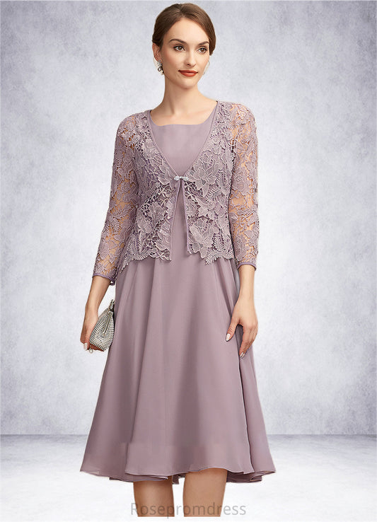 Adriana A-Line Square Neckline Knee-Length Chiffon Mother of the Bride Dress SRS126P0014940