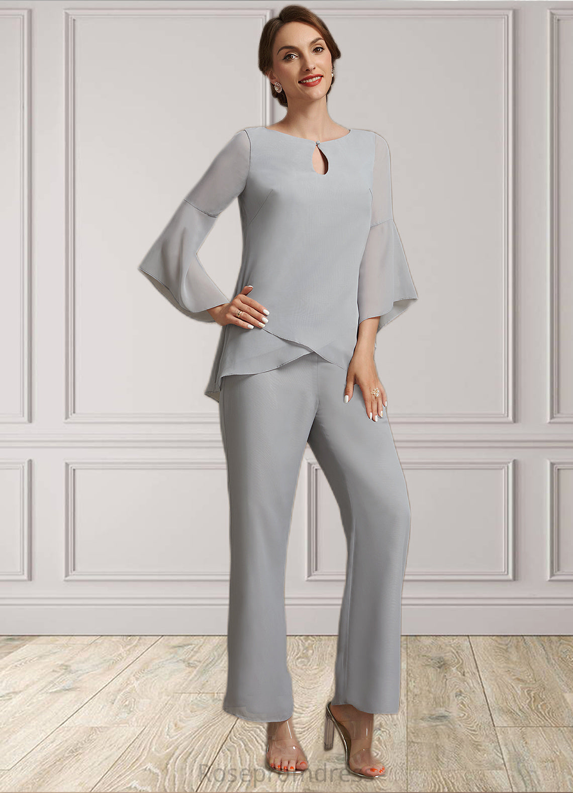 Audrey Jumpsuit/Pantsuit Scoop Neck Ankle-Length Chiffon Mother of the Bride Dress SRS126P0014958
