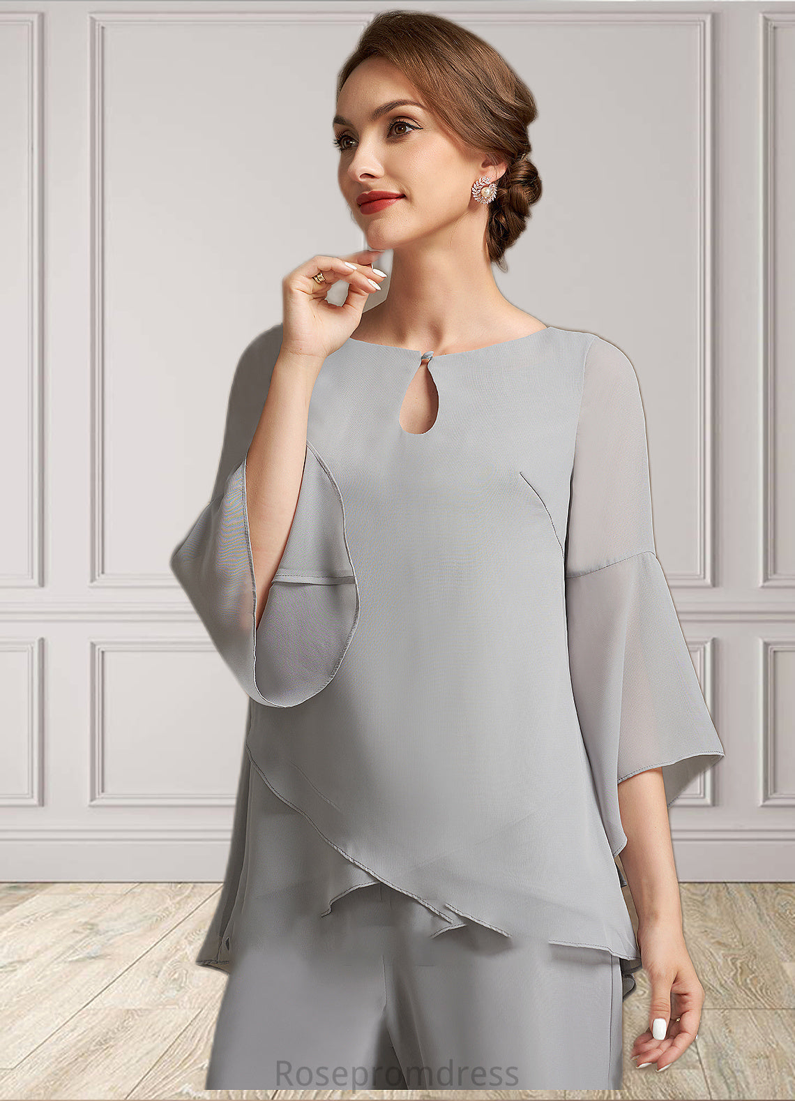 Audrey Jumpsuit/Pantsuit Scoop Neck Ankle-Length Chiffon Mother of the Bride Dress SRS126P0014958