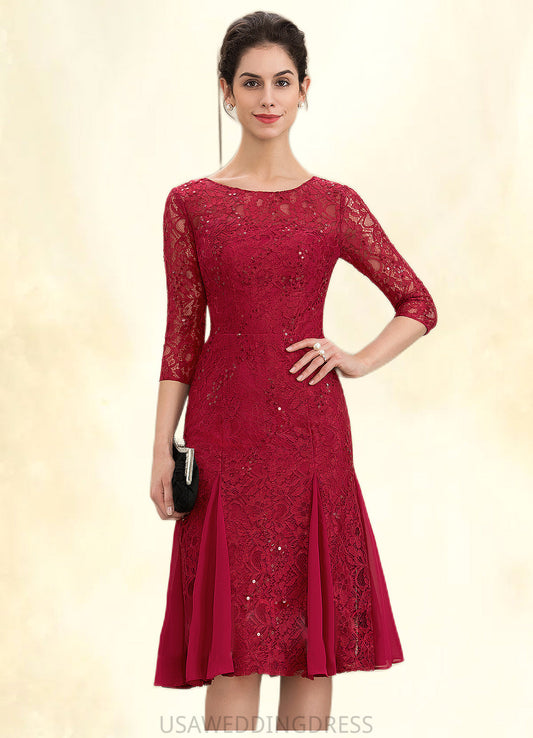 Val A-Line Scoop Neck Knee-Length Lace Mother of the Bride Dress With Sequins DS126P0014961