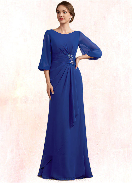 Skylar A-Line Scoop Neck Floor-Length Chiffon Mother of the Bride Dress With Ruffle Beading SRS126P0014963
