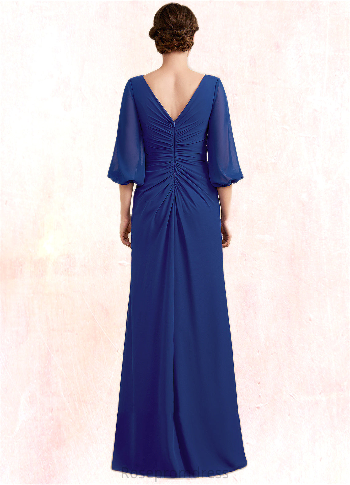 Skylar A-Line Scoop Neck Floor-Length Chiffon Mother of the Bride Dress With Ruffle Beading SRS126P0014963