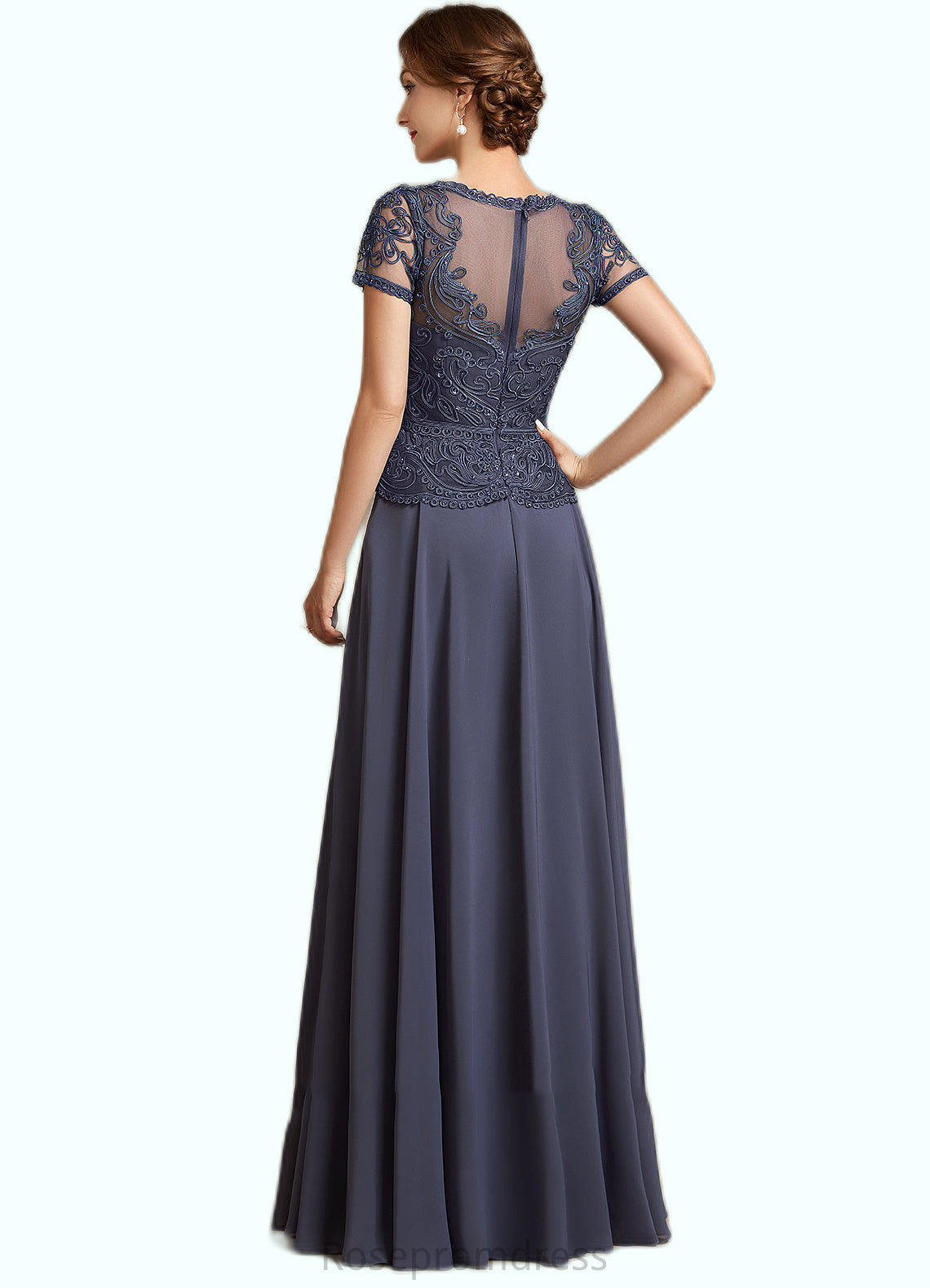 Marley A-Line V-neck Floor-Length Chiffon Lace Mother of the Bride Dress With Sequins SRS126P0014964