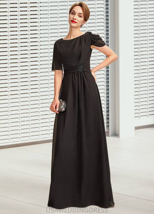 Scarlett A-Line Scoop Neck Floor-Length Chiffon Mother of the Bride Dress With Ruffle Beading DS126P0014970