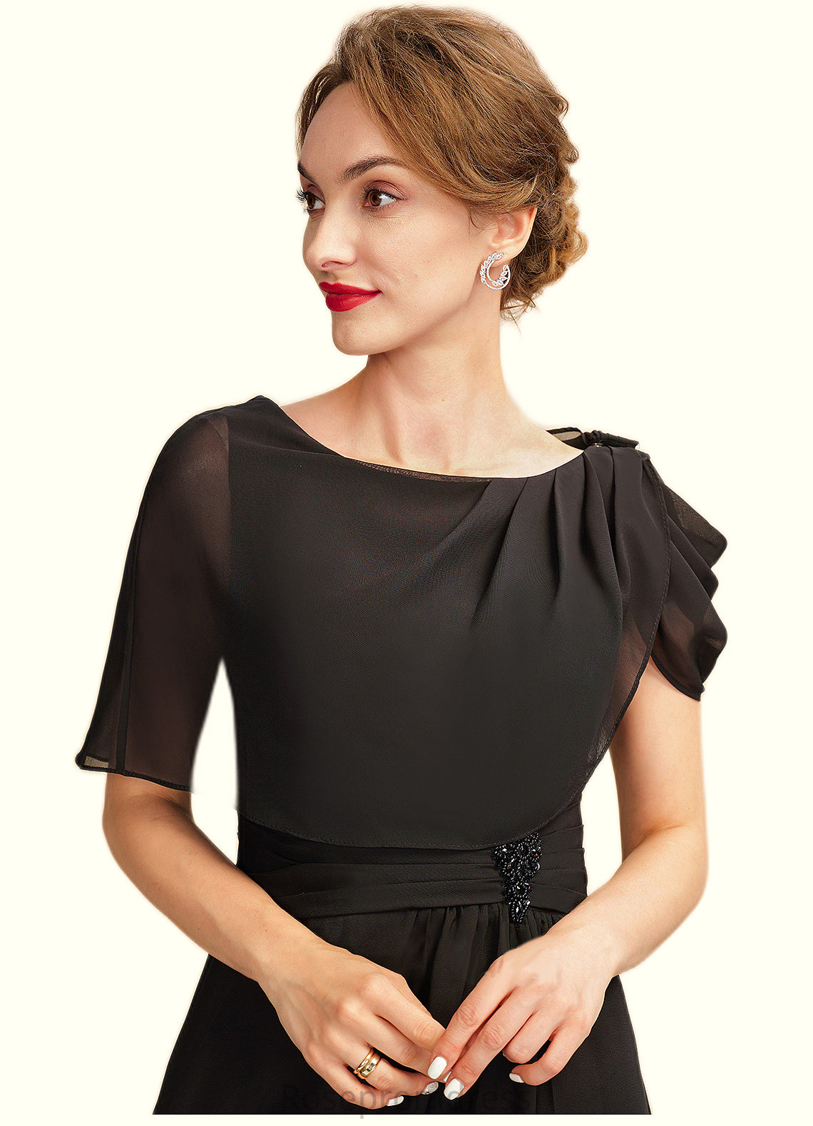 Tamara A-Line Scoop Neck Floor-Length Chiffon Mother of the Bride Dress With Ruffle Beading SRS126P0014970