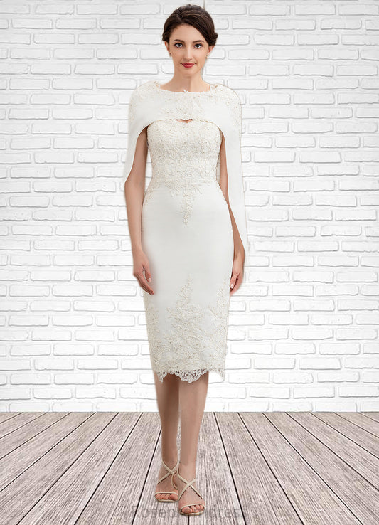 Savannah Sheath/Column Sweetheart Knee-Length Lace Stretch Crepe Mother of the Bride Dress With Beading SRS126P0014973