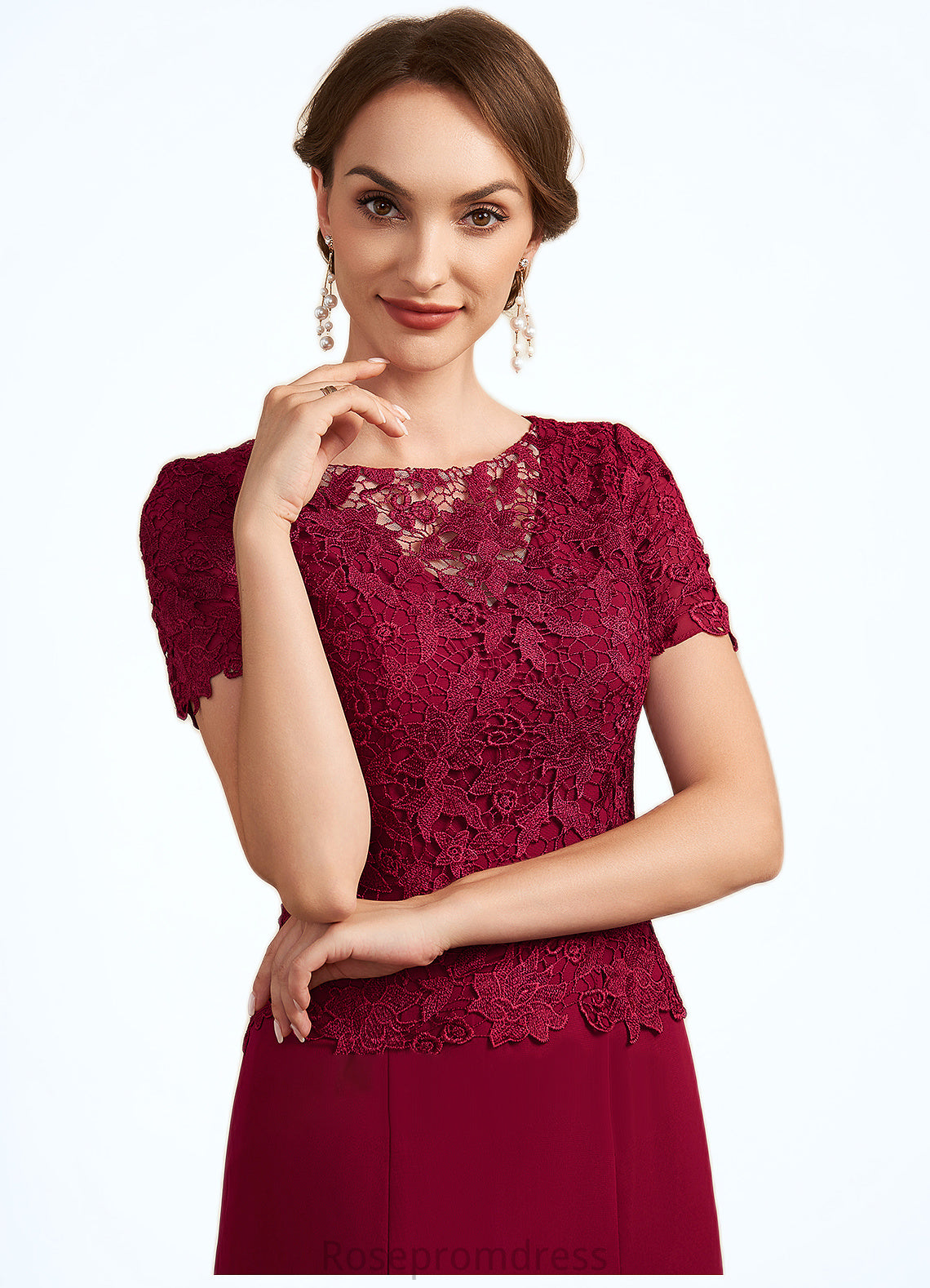 Everleigh Trumpet/Mermaid Scoop Neck Floor-Length Chiffon Lace Mother of the Bride Dress SRS126P0014979