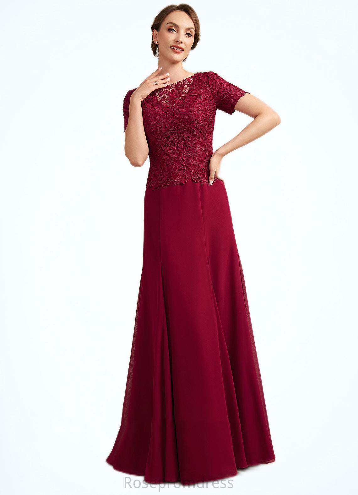 Everleigh Trumpet/Mermaid Scoop Neck Floor-Length Chiffon Lace Mother of the Bride Dress SRS126P0014979