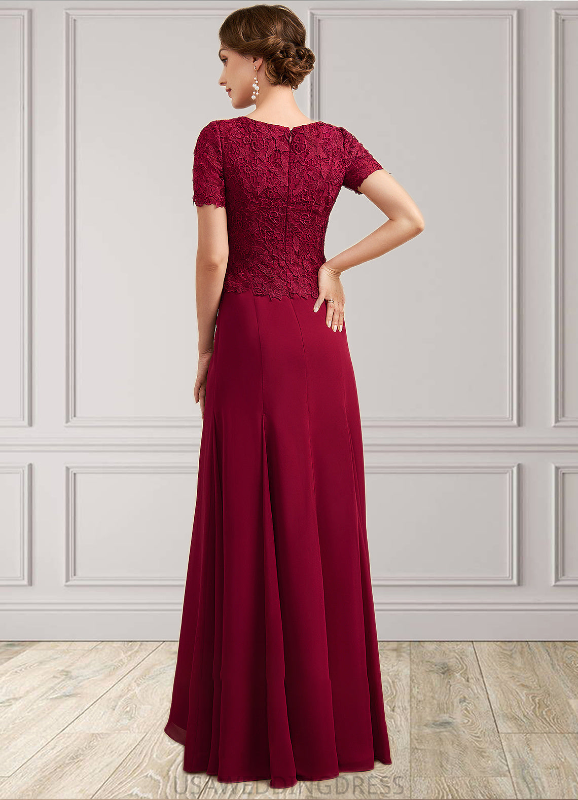 Alissa Trumpet/Mermaid Scoop Neck Floor-Length Chiffon Lace Mother of the Bride Dress DS126P0014979