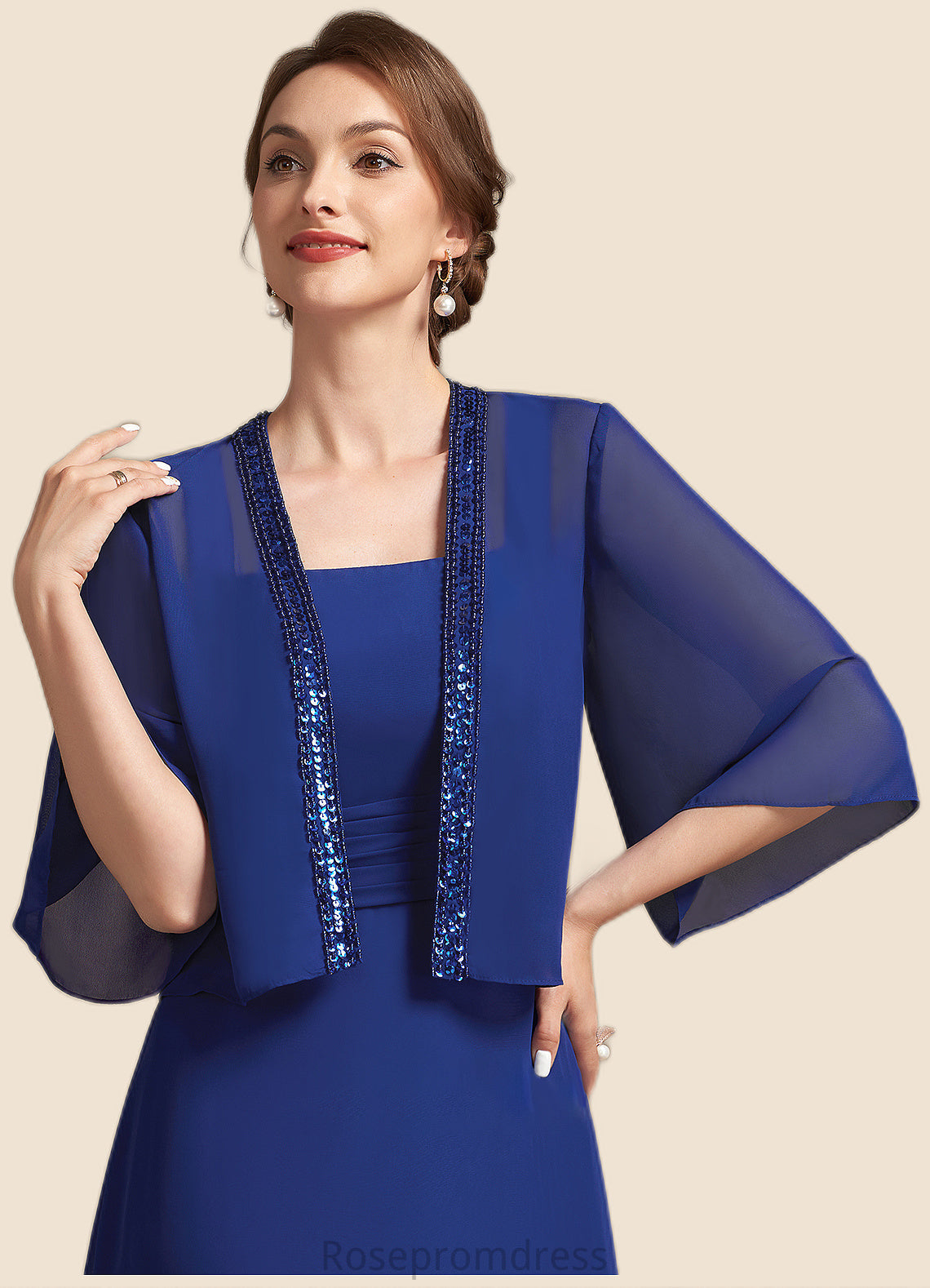 Alayna A-Line Square Neckline Ankle-Length Chiffon Mother of the Bride Dress With Ruffle SRS126P0014982