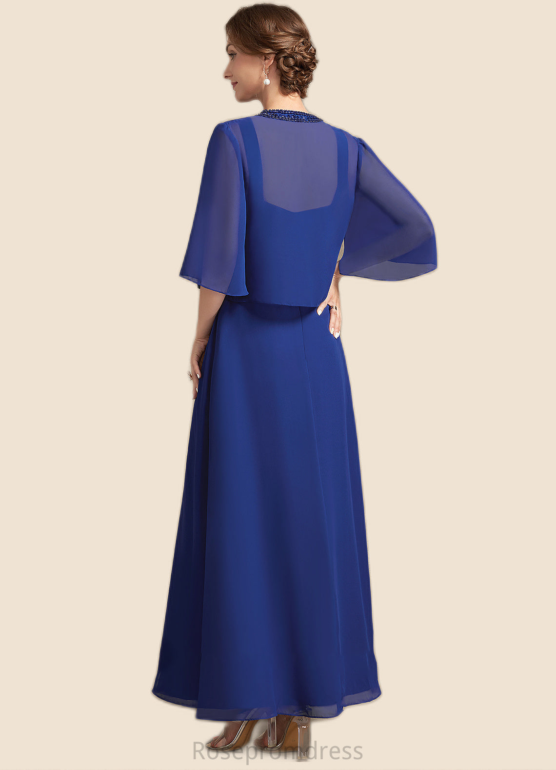 Alayna A-Line Square Neckline Ankle-Length Chiffon Mother of the Bride Dress With Ruffle SRS126P0014982