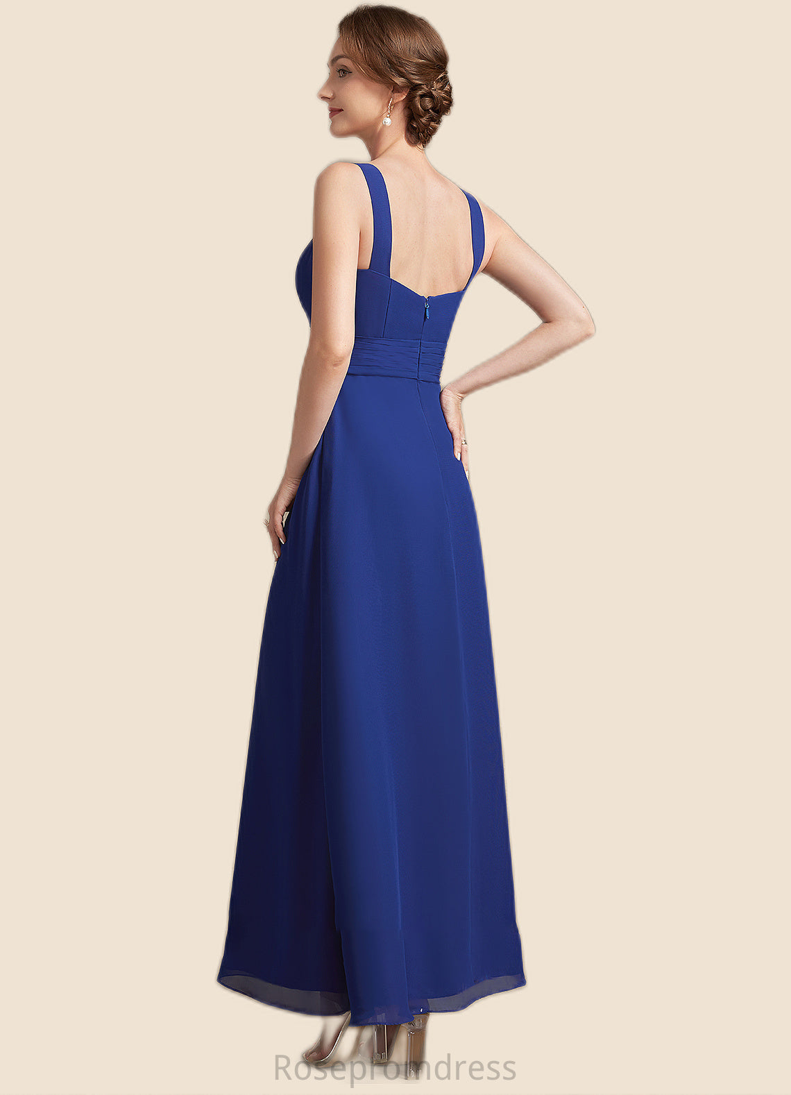 Alayna A-Line Square Neckline Ankle-Length Chiffon Mother of the Bride Dress With Ruffle SRS126P0014982