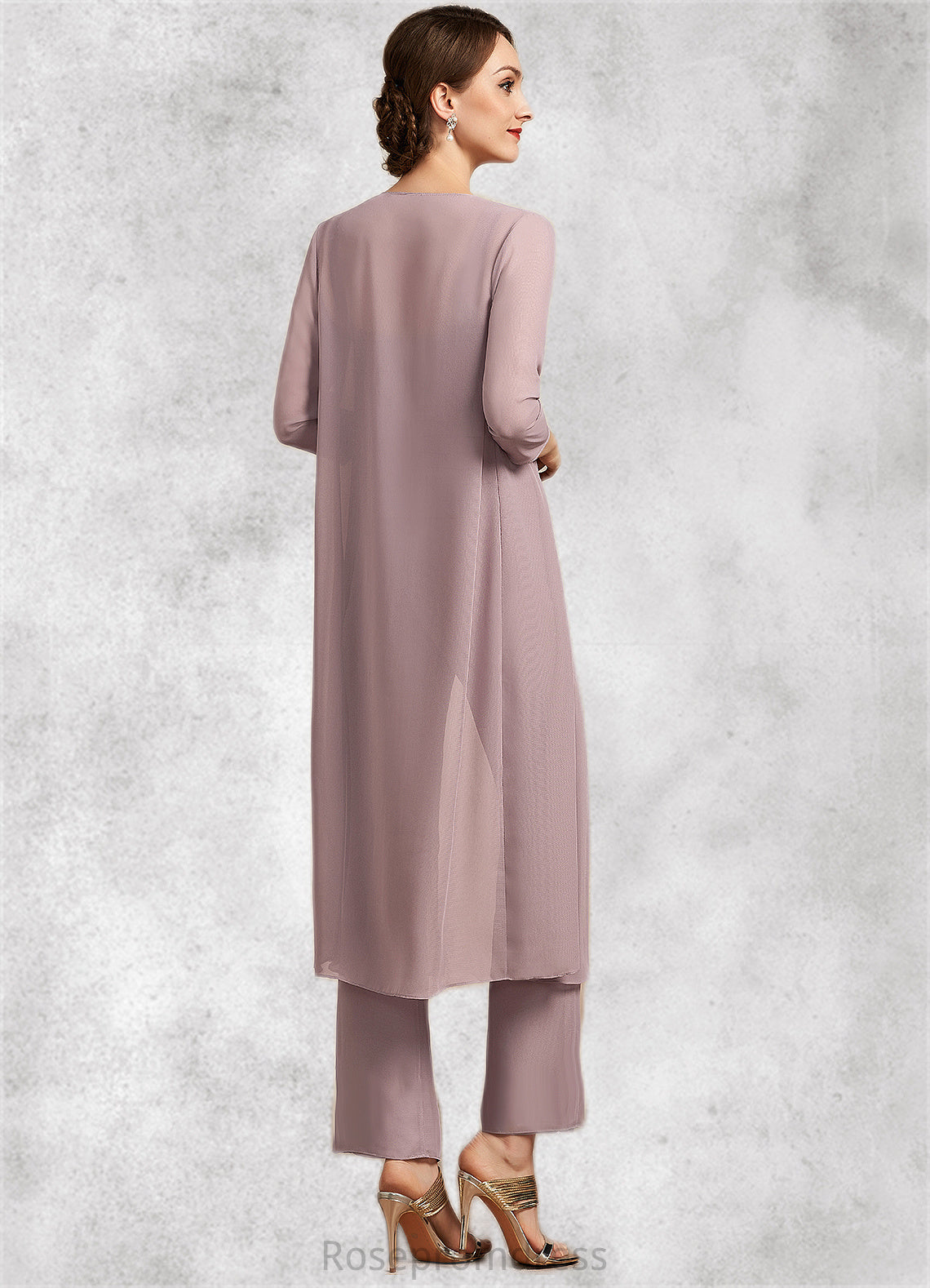 Jade Jumpsuit/Pantsuit Square Neckline Ankle-Length Chiffon Mother of the Bride Dress With Ruffle SRS126P0014984