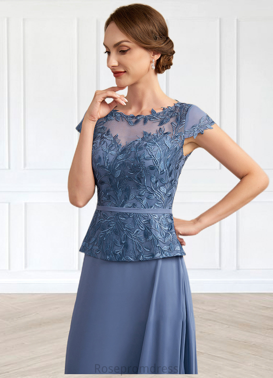 Maria A-Line Scoop Neck Floor-Length Chiffon Lace Mother of the Bride Dress SRS126P0014989