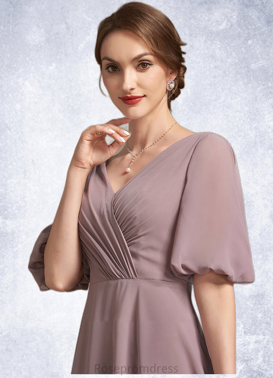 Thalia A-Line V-neck Floor-Length Chiffon Mother of the Bride Dress With Ruffle SRS126P0014992