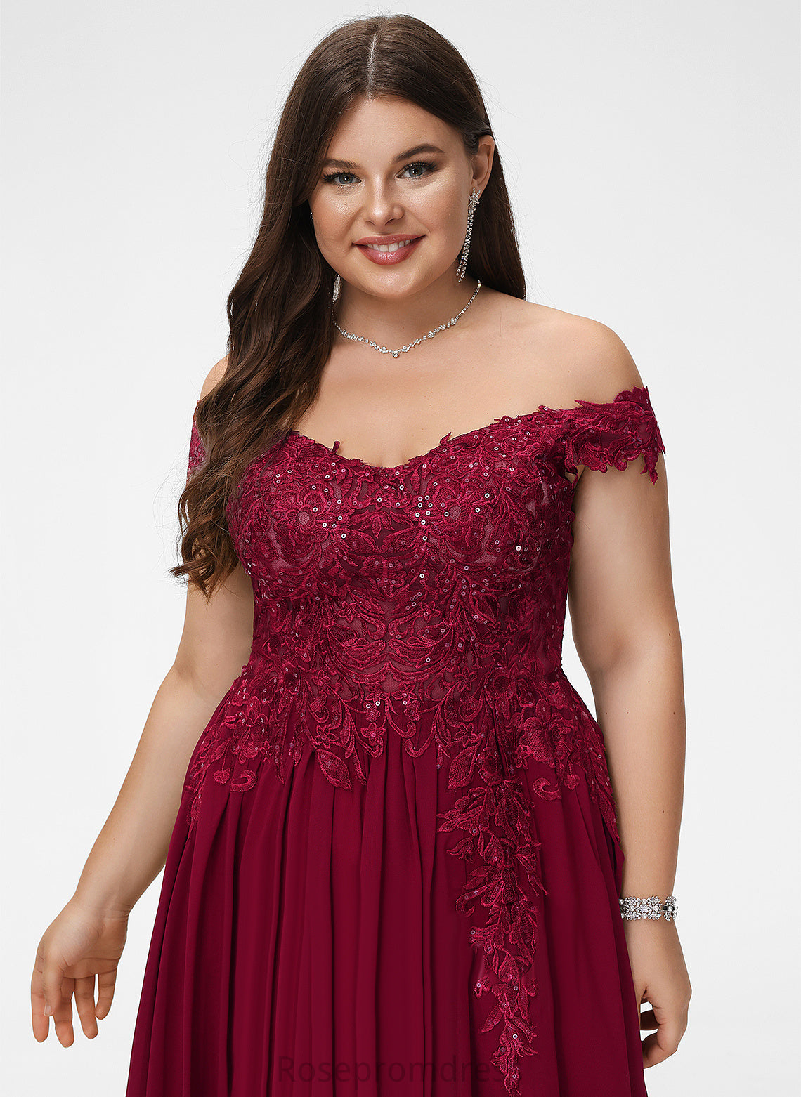 Prom Dresses Sequins With Sweep Chiffon Off-the-Shoulder Train Rebecca A-Line