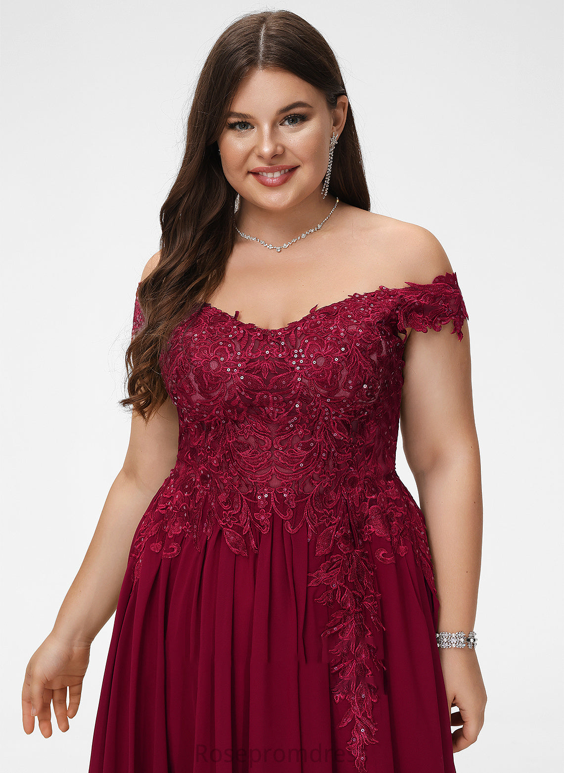 Off-the-Shoulder A-Line Prom Dresses Train Chiffon Lace Kaydence Sweep With Sequins