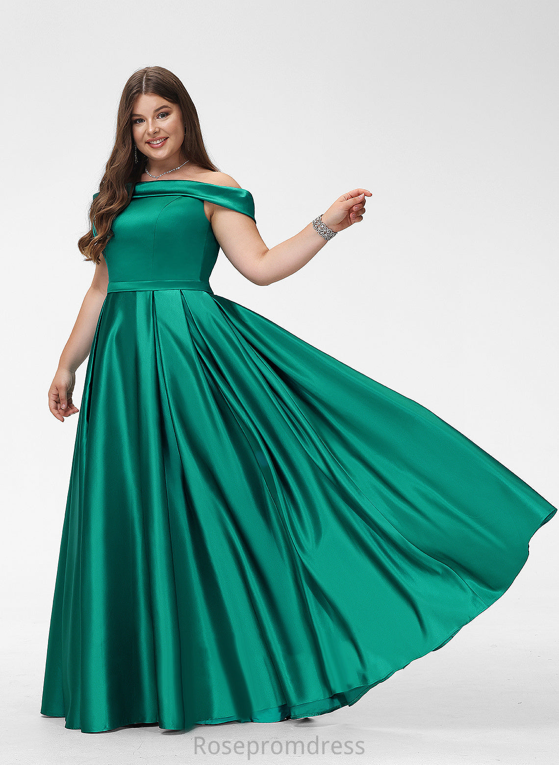 Neckline Length Straps&Sleeves Sleeveless Fabric BackStyle Floor-Length Satin Off-the-Shoulder Vivien Bridesmaid Dresses
