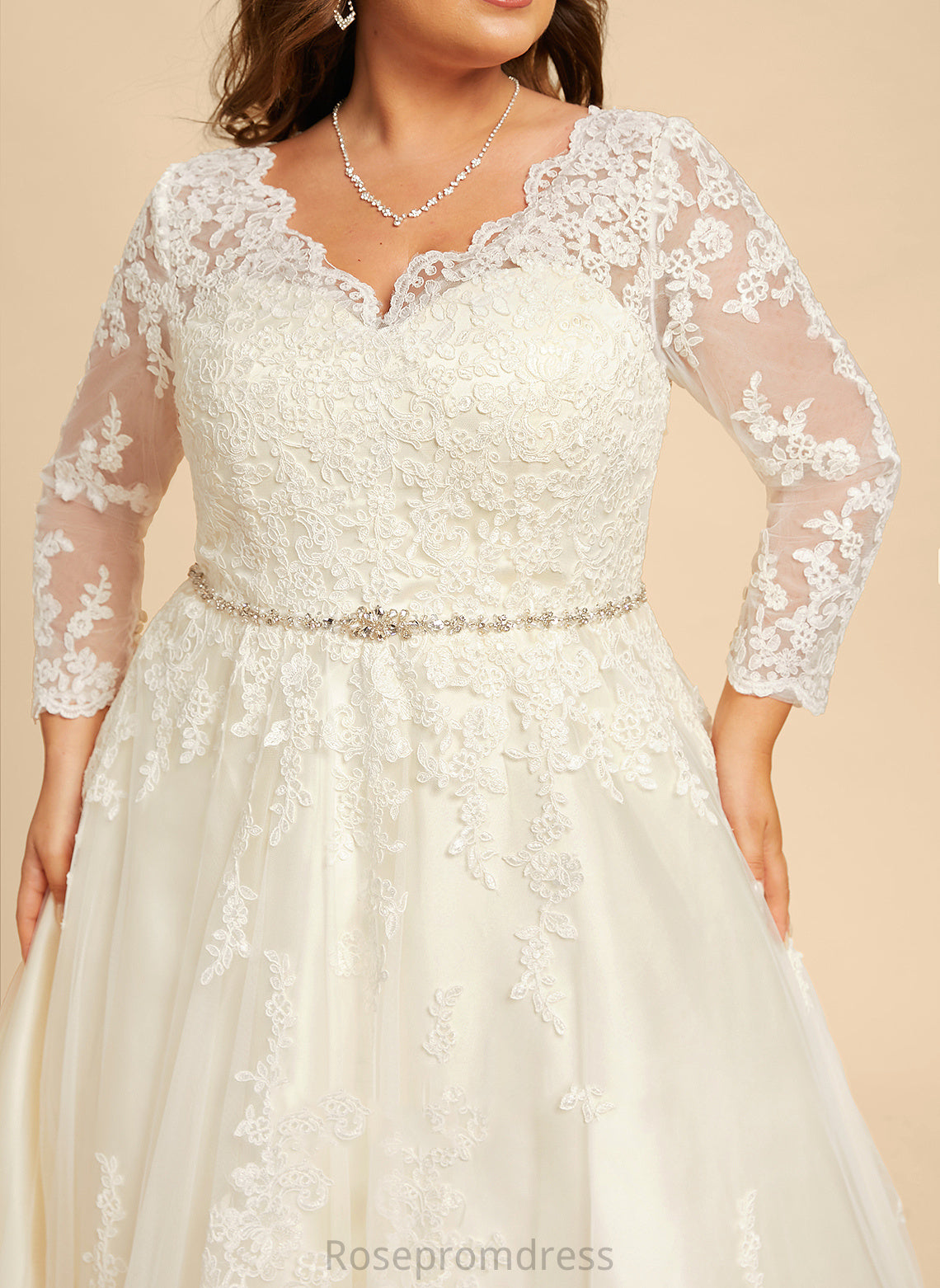 Abagail Beading With V-neck Chapel Train Wedding Dresses Dress Ball-Gown/Princess Lace Sequins Tulle Wedding