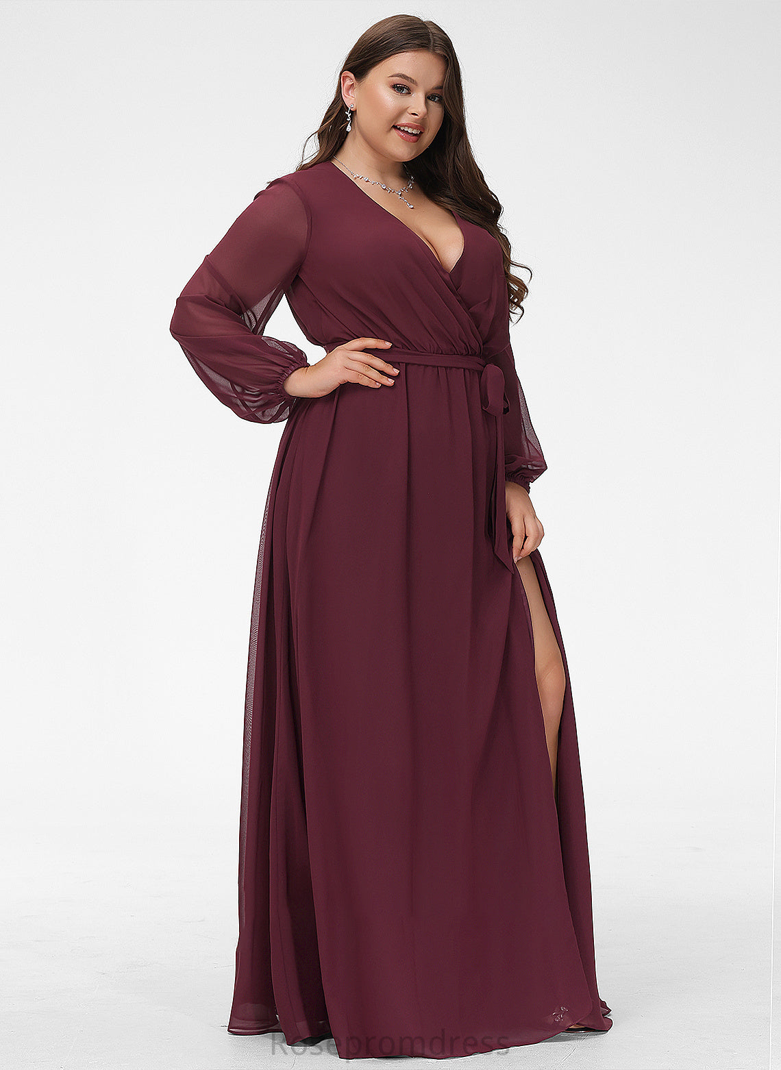Neckline SplitFront Length Ruffle Fabric A-Line Bow(s) Floor-Length Silhouette V-neck Embellishment Katelyn Bridesmaid Dresses
